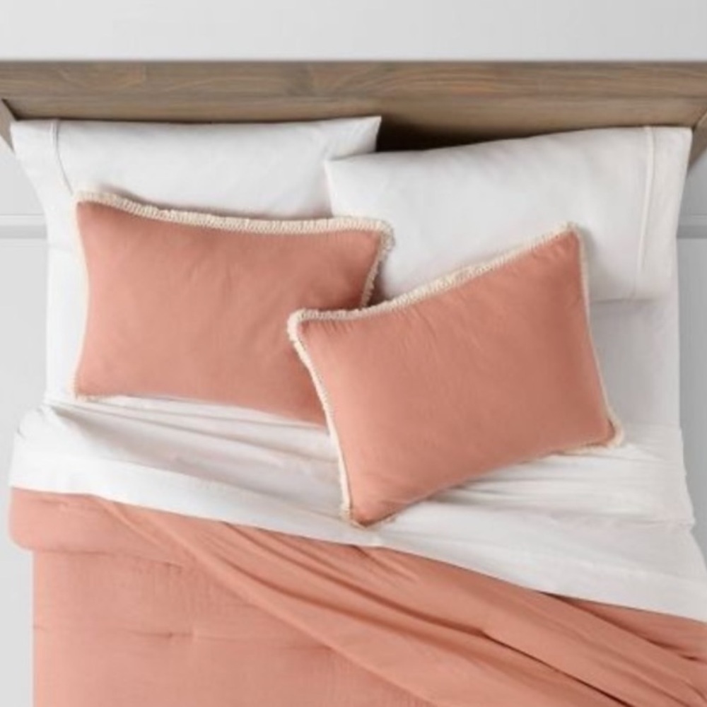 NWOT Threshold Cotton Tassel Border Sham Set of 2 Full/Queen Terracotta